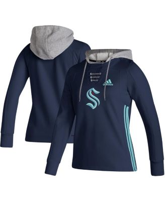 Women's Deep Sea Blue Seattle Kraken Skate Lace AEROREADY Pullover Hoodie