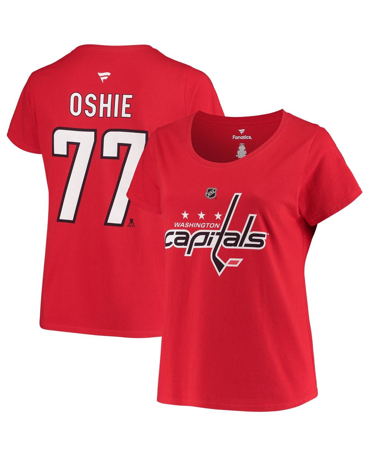 Fanatics Women's  Tj Oshie Red Washington Capitals Plus Size Name And Number Scoop Neck T-shirt In Red