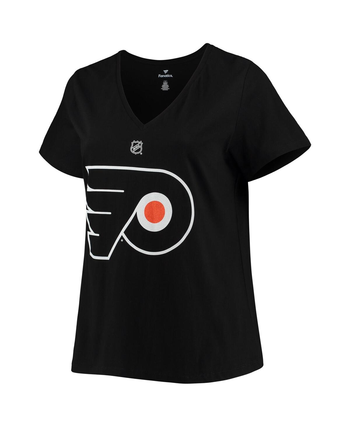 Shop Fanatics Women's  Carter Hart Black Philadelphia Flyers Plus Size Name And Number V-neck T-shirt
