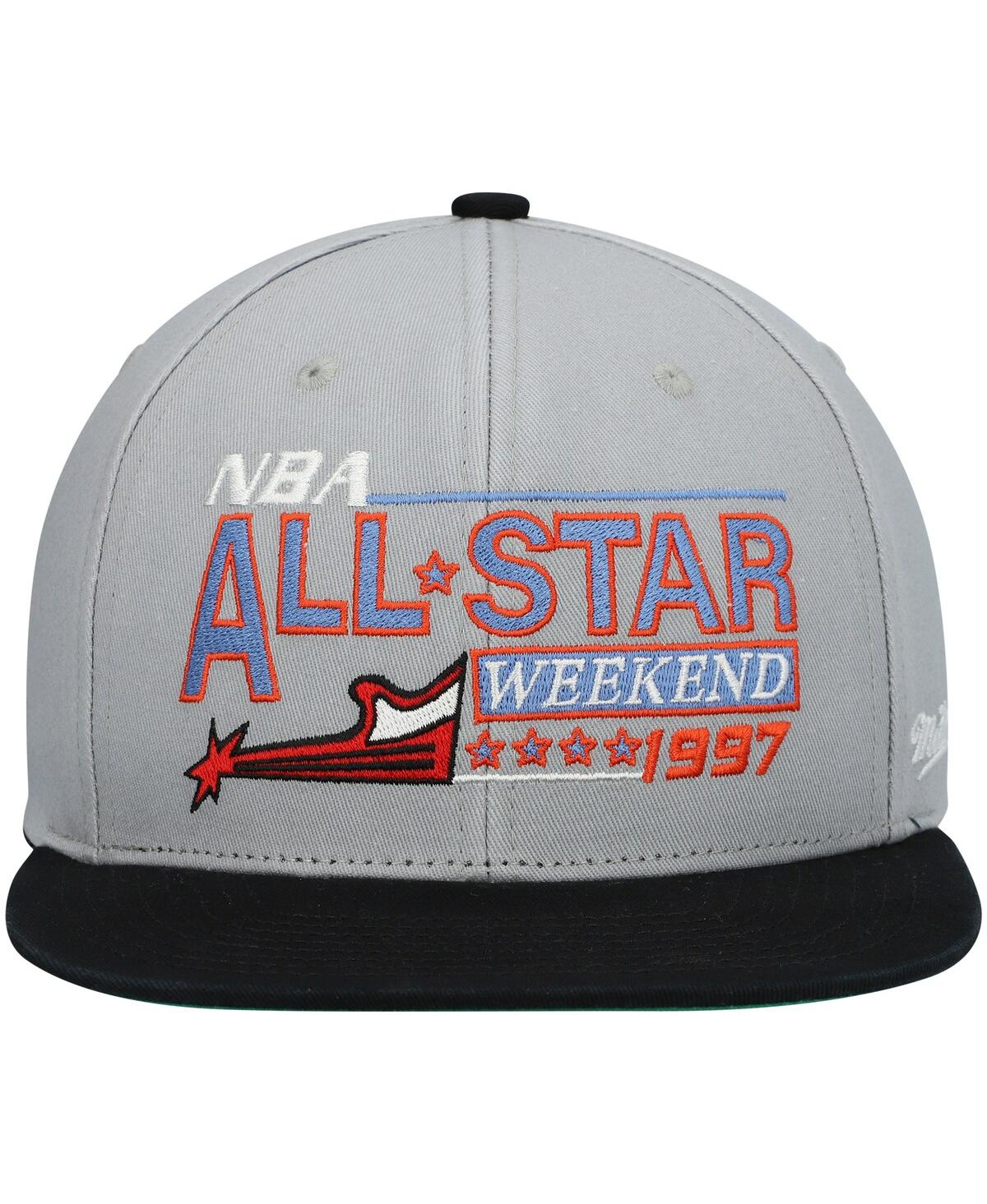 Shop Mitchell & Ness Men's  Gray 1997 Nba All-star Game Hardwood Classics Wordmark Snapback Hat