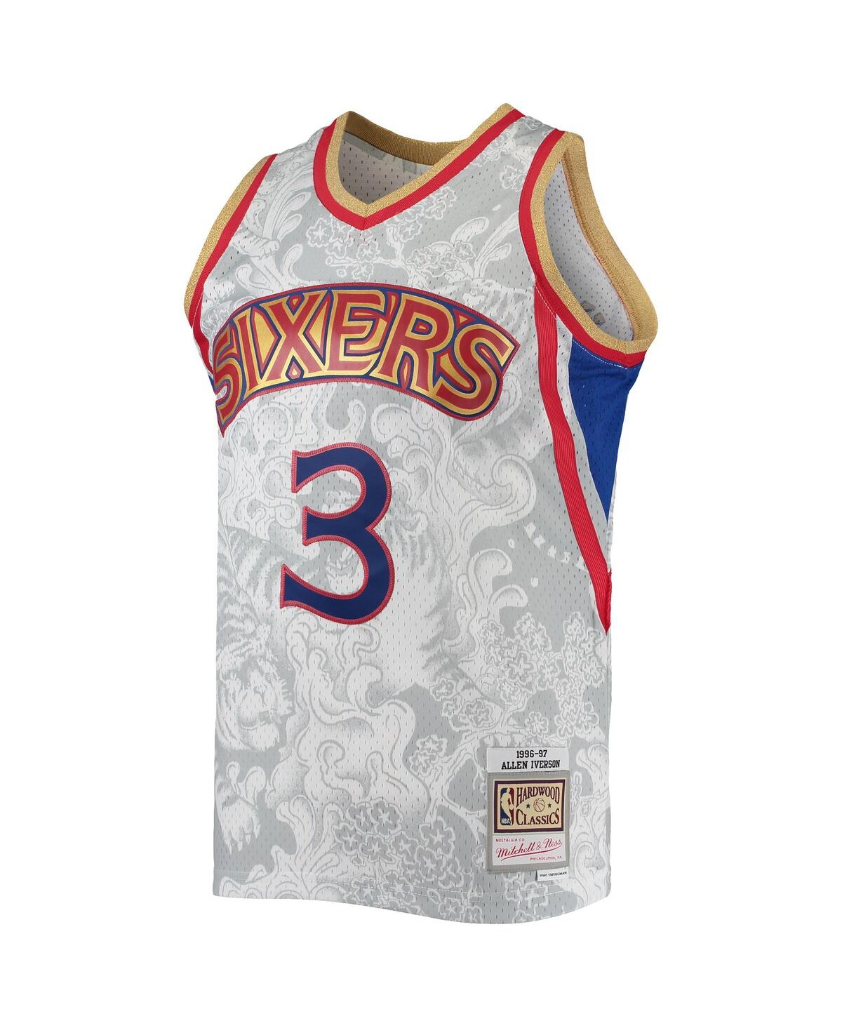 Men's Mitchell & Ness Allen IversonPhiladelphia 76ers Hardwood Classics 1996-97 Lunar New Year Swingman Jersey - White