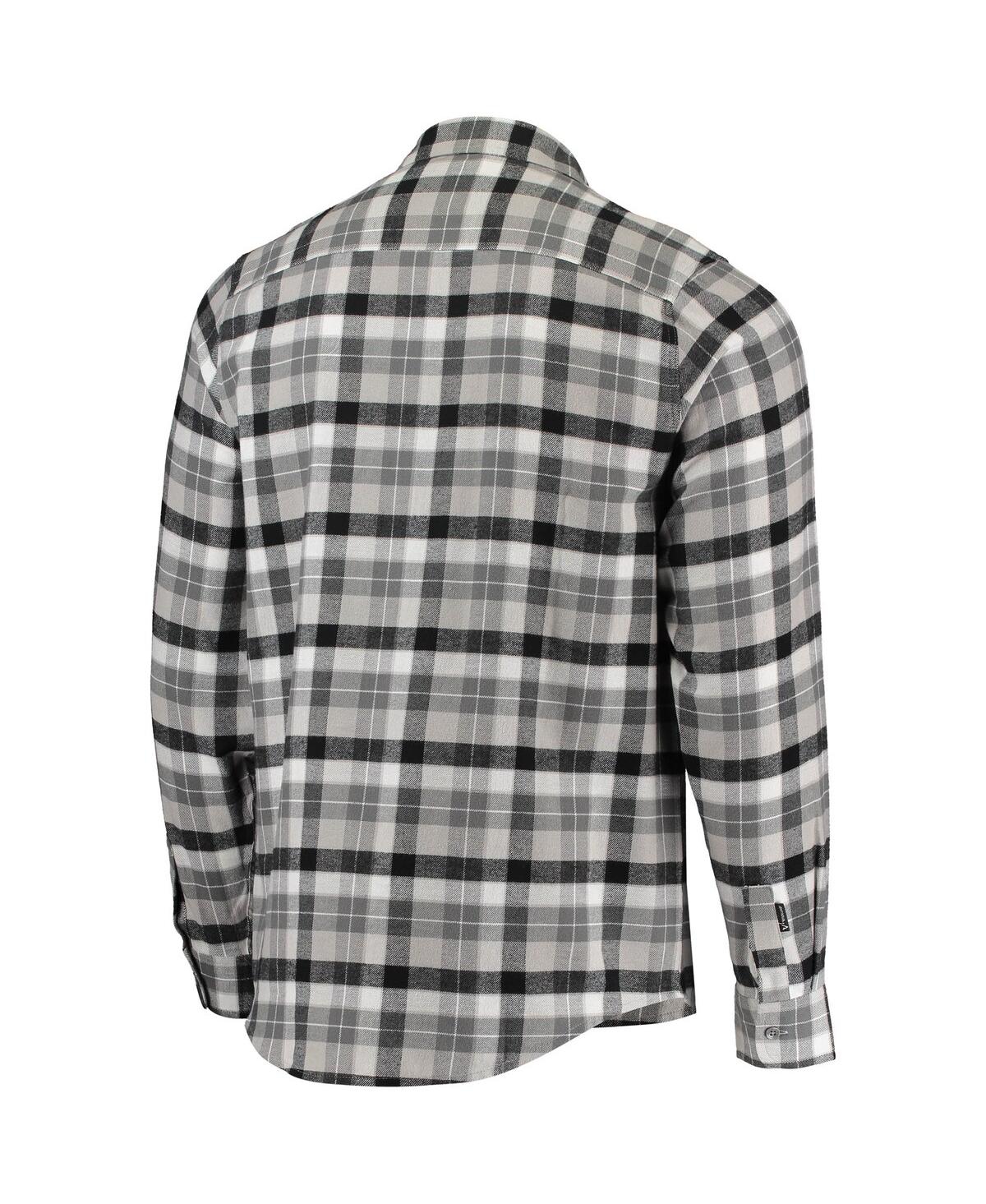 Shop Antigua Men's  Black And Gray Pittsburgh Penguins Ease Plaid Button-up Long Sleeve Shirt In Black,gray