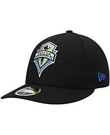 Men's Black Seattle Sounders FC Primary Logo Low Profile 59FIFTY Fitted Hat