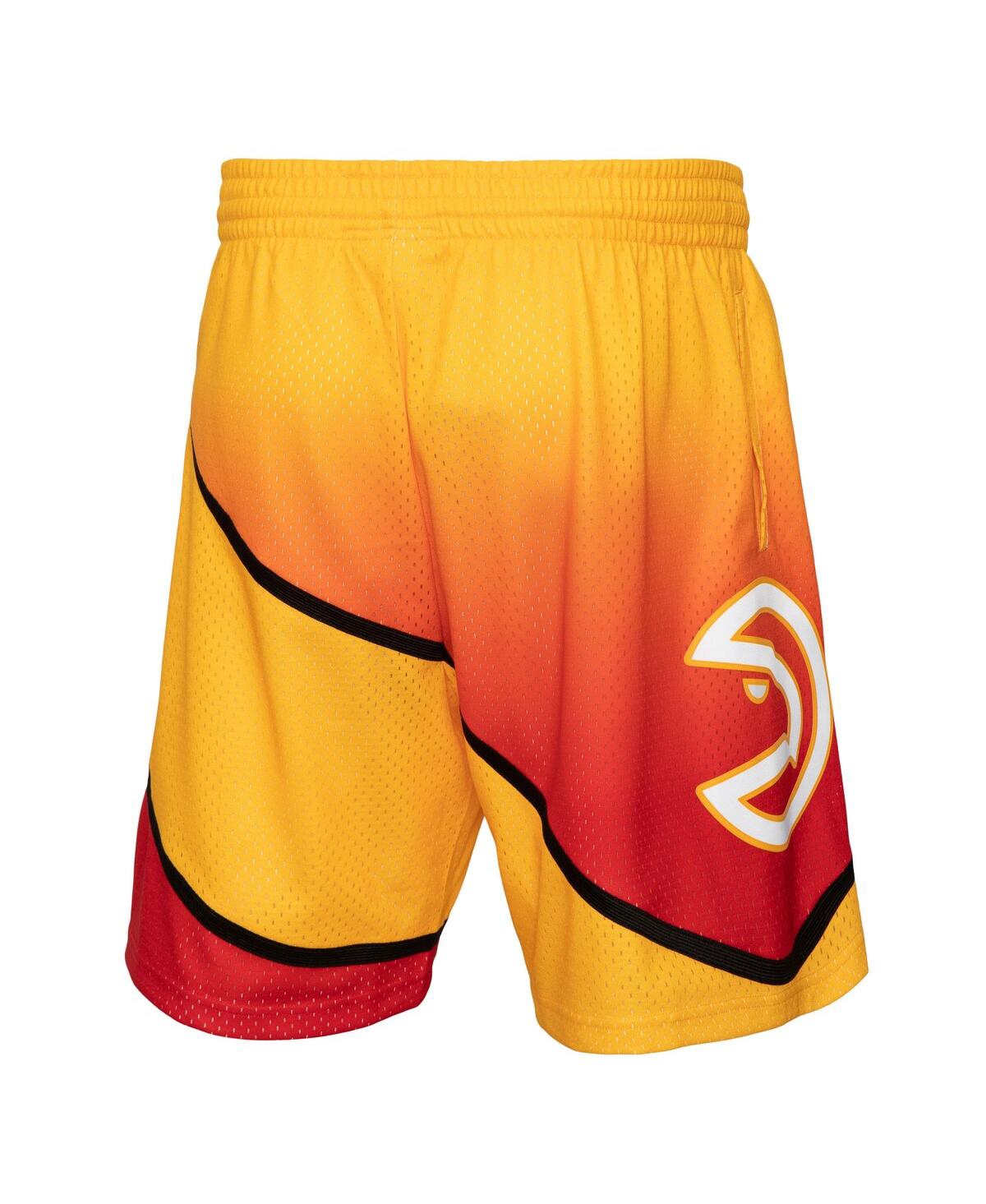 Men's Mitchell & Nessand Red Atlanta Hawks 1986/87 Hardwood Classics Fadeaway Reload 3.0 Swingman Shorts - Gold, Red