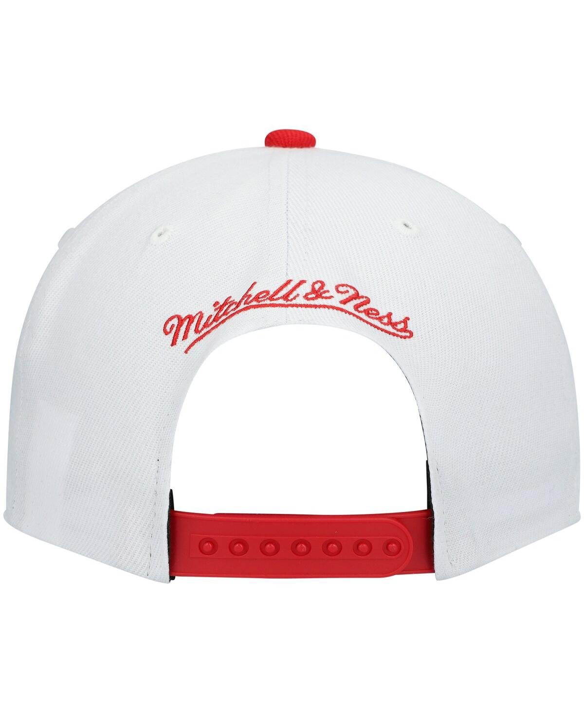 Shop Mitchell & Ness Men's  White, Red Atlanta Hawks Hardwood Classics 50th Anniversary Snapback Hat In White,red