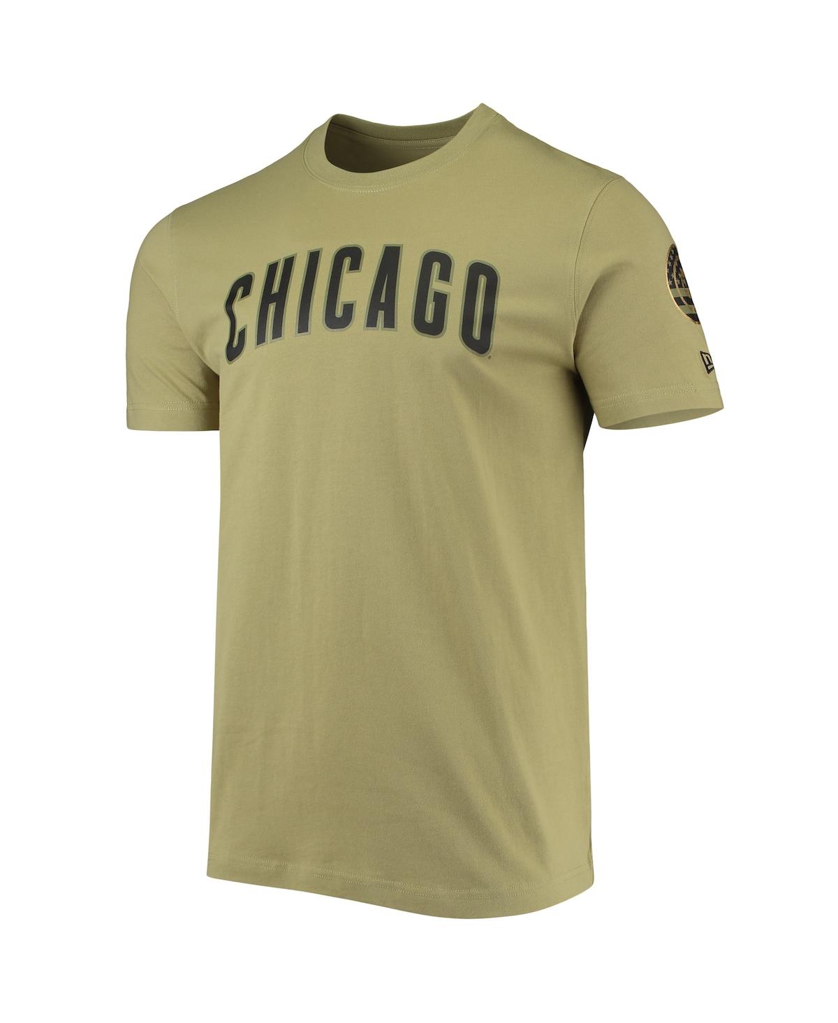 Shop New Era Men's  Olive Chicago Cubs Brushed Armed Forces T-shirt