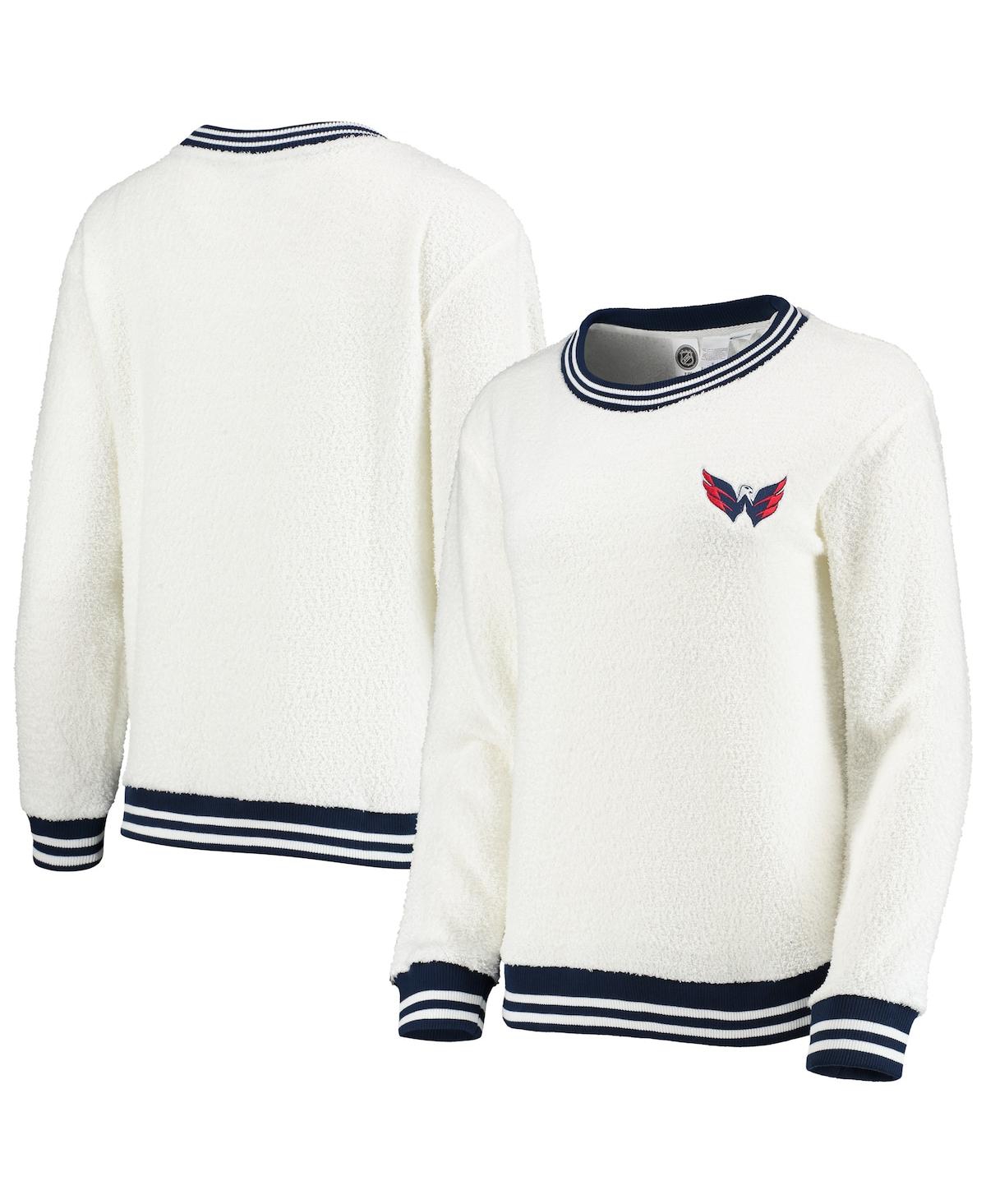 Women's Concepts Sport Cream and Navy Washington Capitals Granite Sherpa Pullover Sweatshirt - Cream, Navy