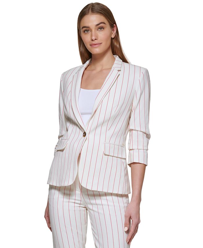 DKNY Women s Madison Striped One Button Blazer Macy s