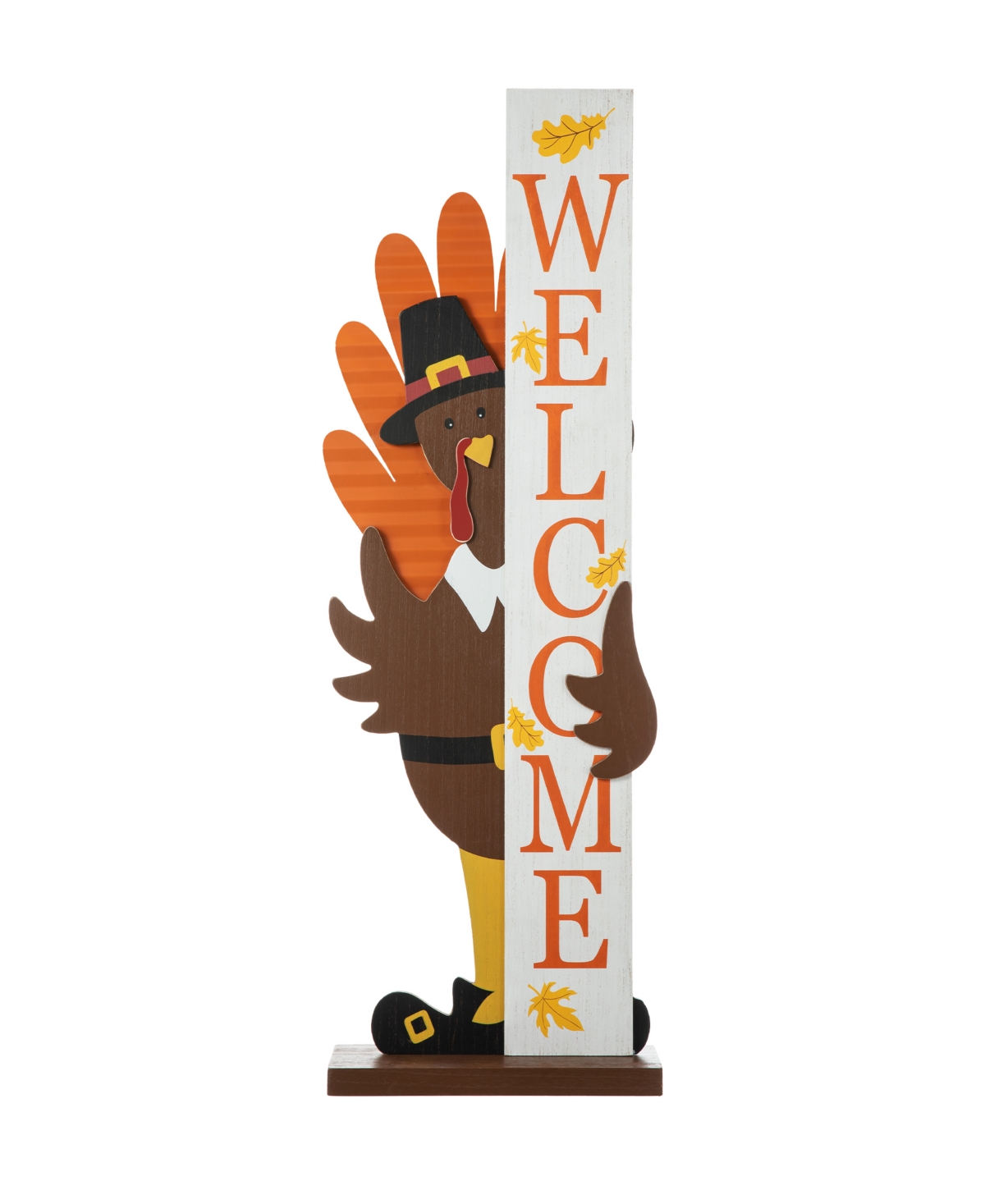 Glitzhome Thanksgiving Wooden Turkey Welcome Porch Decor,
