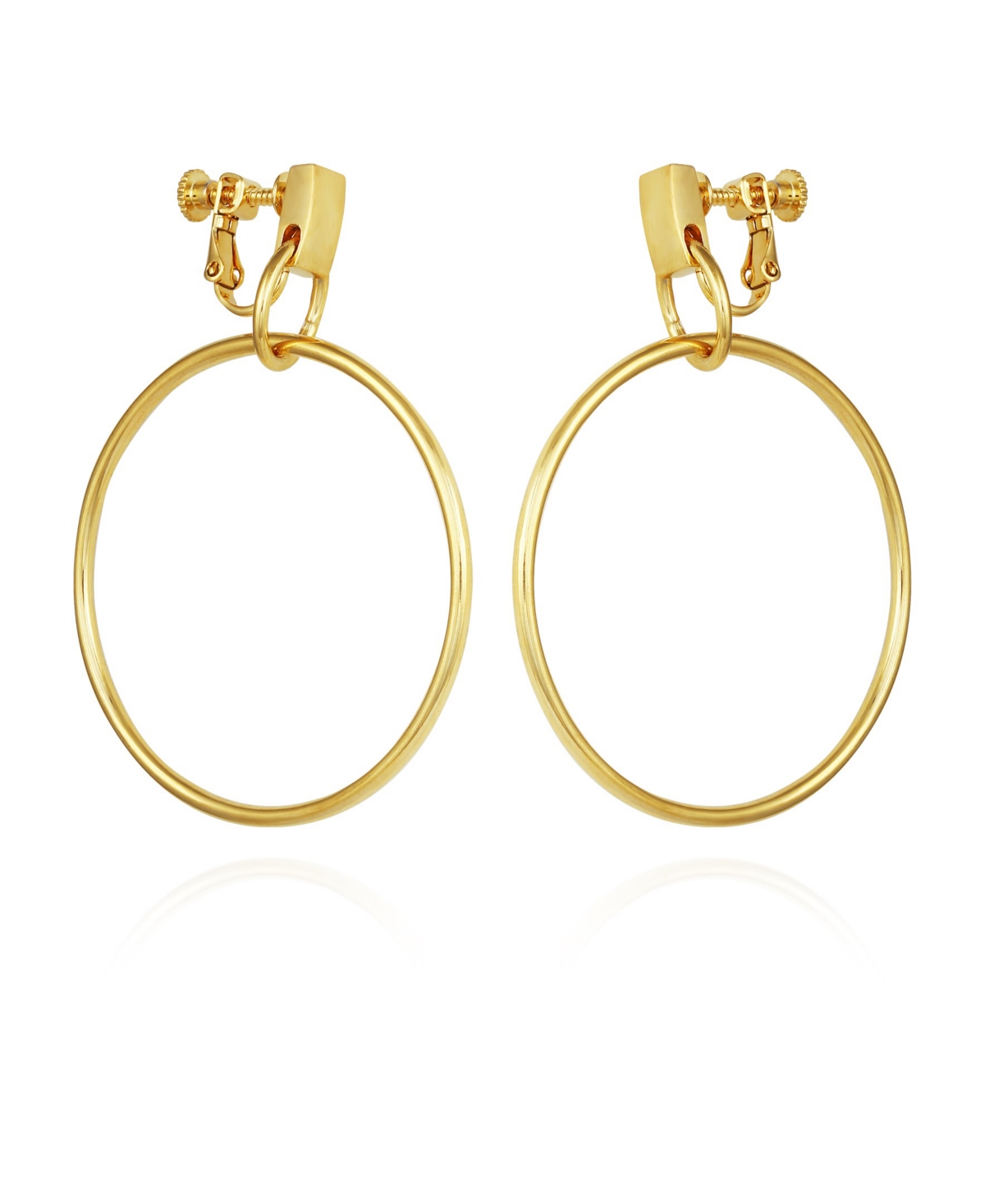 Shop Vince Camuto Clip-on Drop Hoop Earrings In Gold-tone