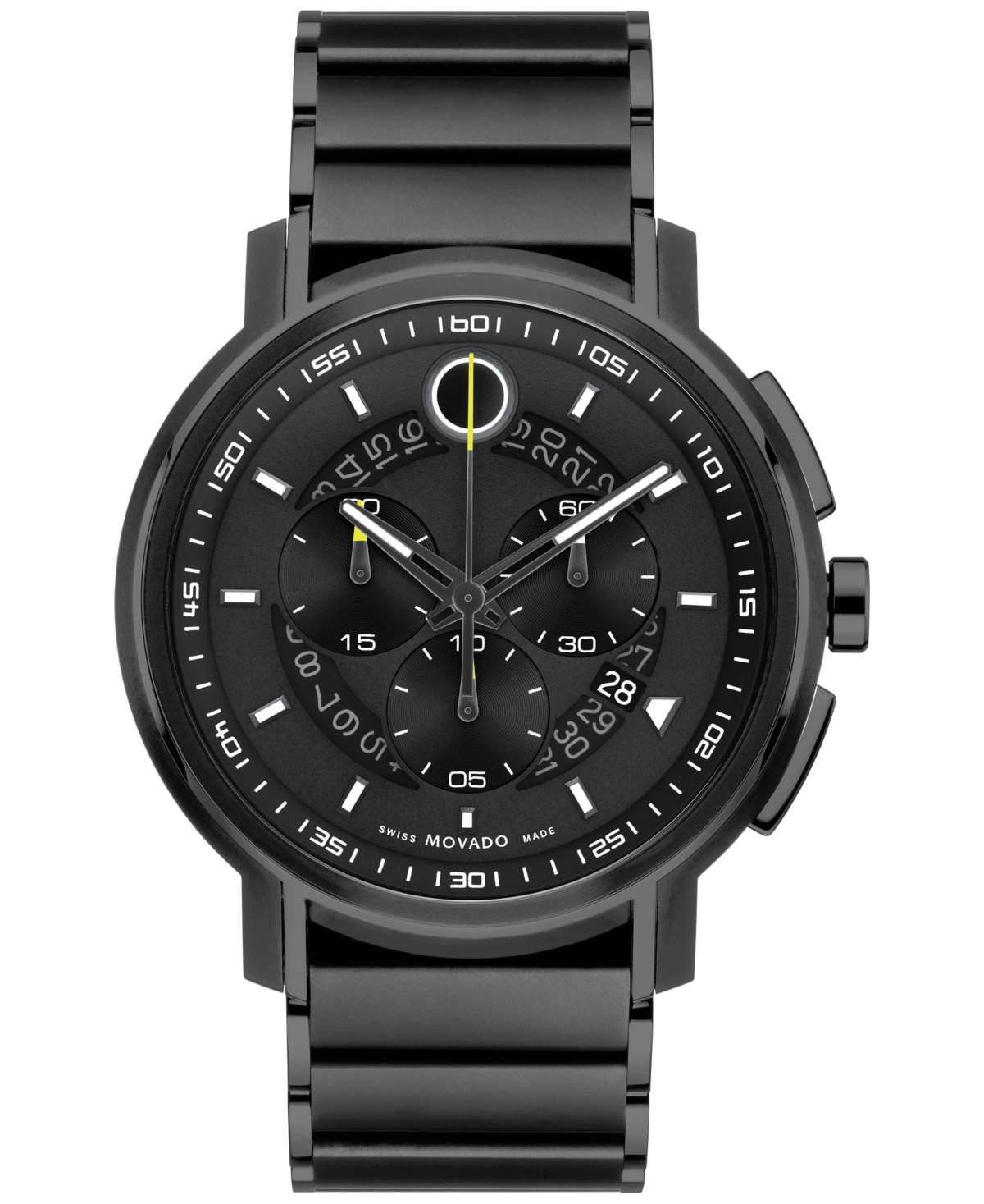 Movado Men's Swiss Chronograph Strato Gray Black Pvd Bracelet Watch 44mm