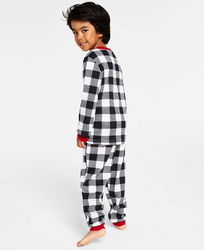 Family Pajamas Matching Kid's Lightweight Thermal Waffle Buffalo Check