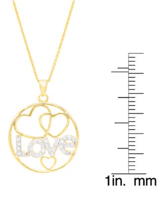 Diamond "Love" Heart Circle 18" Pendant Necklace (1/8 ct. t.w.) in 14k Gold-Plated Sterling Silver