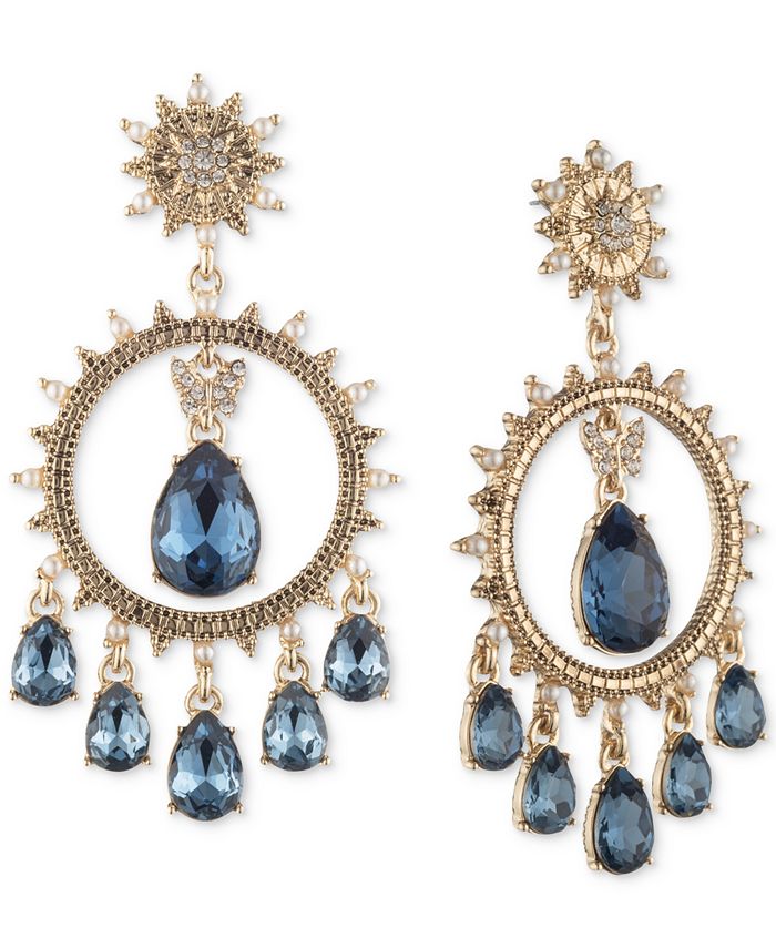 Marchesa GoldTone Mixed Stone Butterfly & Blue Crystal Orbital