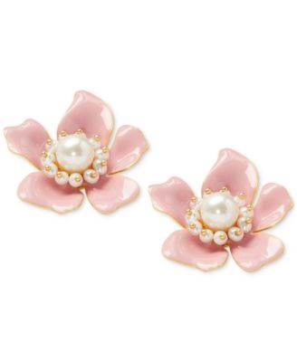 2mm) Pink Flower Stud Earrings 