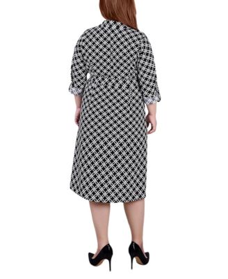 Plus Size Printed Shirt Dress