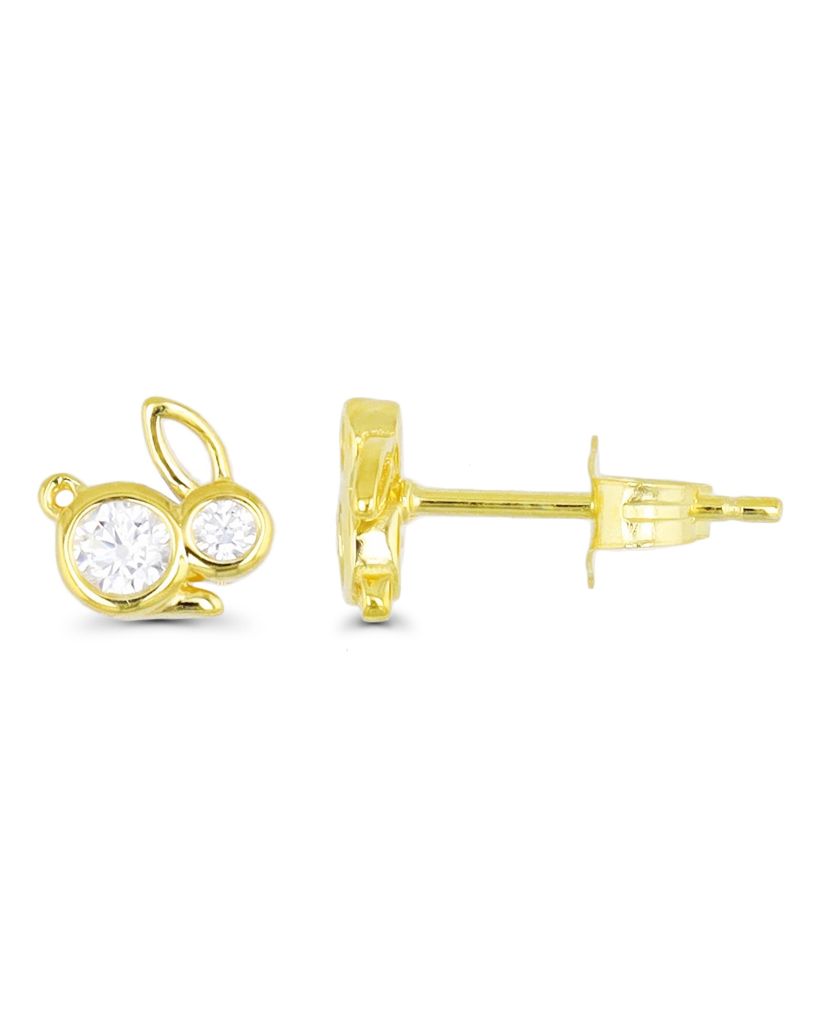 Bunny Rabbit Stud Earrings in 14K Gold Plated or Sterling Silver