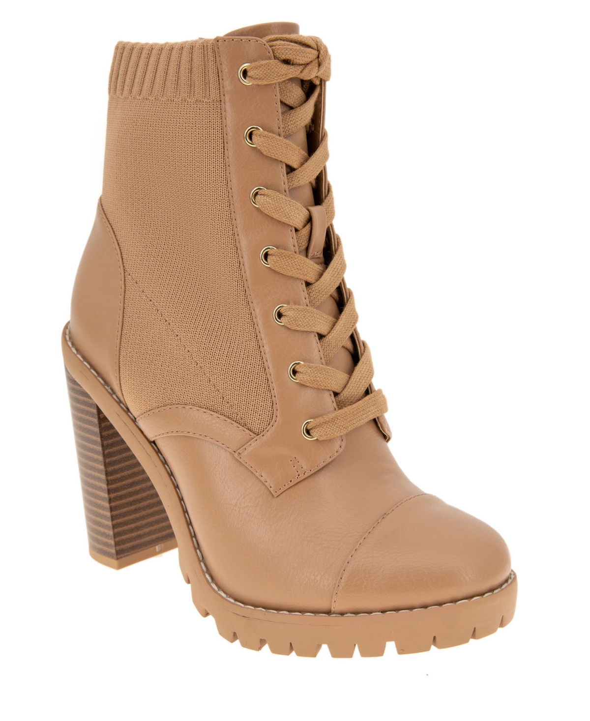 Bcbgeneration Pilas Lace-up Bootie In Tan