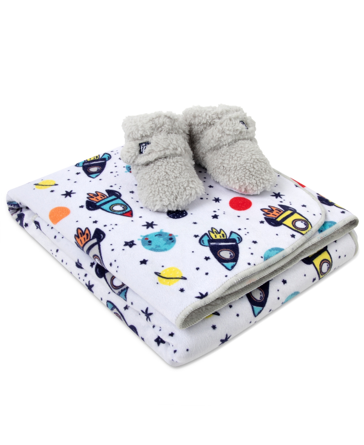 Fisher Price Baby Boys Blanket And Booties, 2 Piece Set In Space Explorer