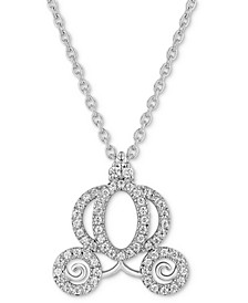 Diamond Cinderella Carriage Pendant Necklace (1/4 ct. t.w.) in 14k White Gold, 17" + 2" Extender