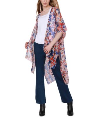 Black Tape - Women's Floral-Print Kimono