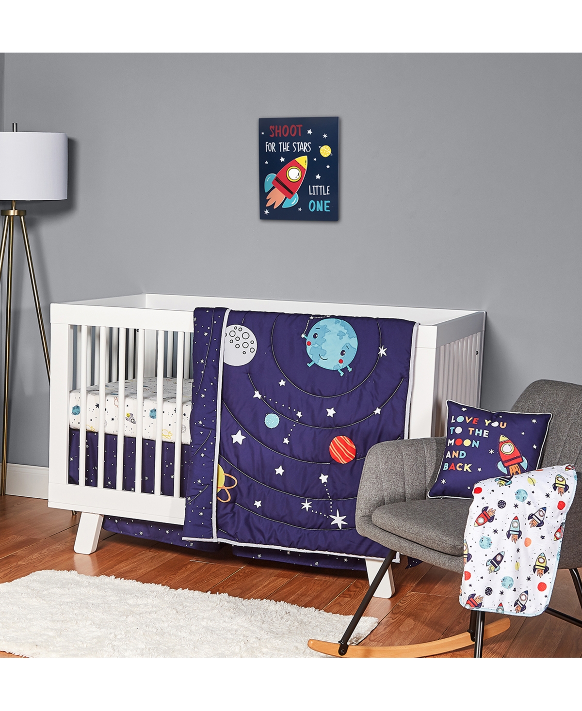 Fisher Price Baby Boys Nursery Bedding Crib, 4 Piece Set In Space Explorer