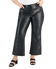 Plus Size High-Rise Faux-Leather Flare Pants, Created for Macy's