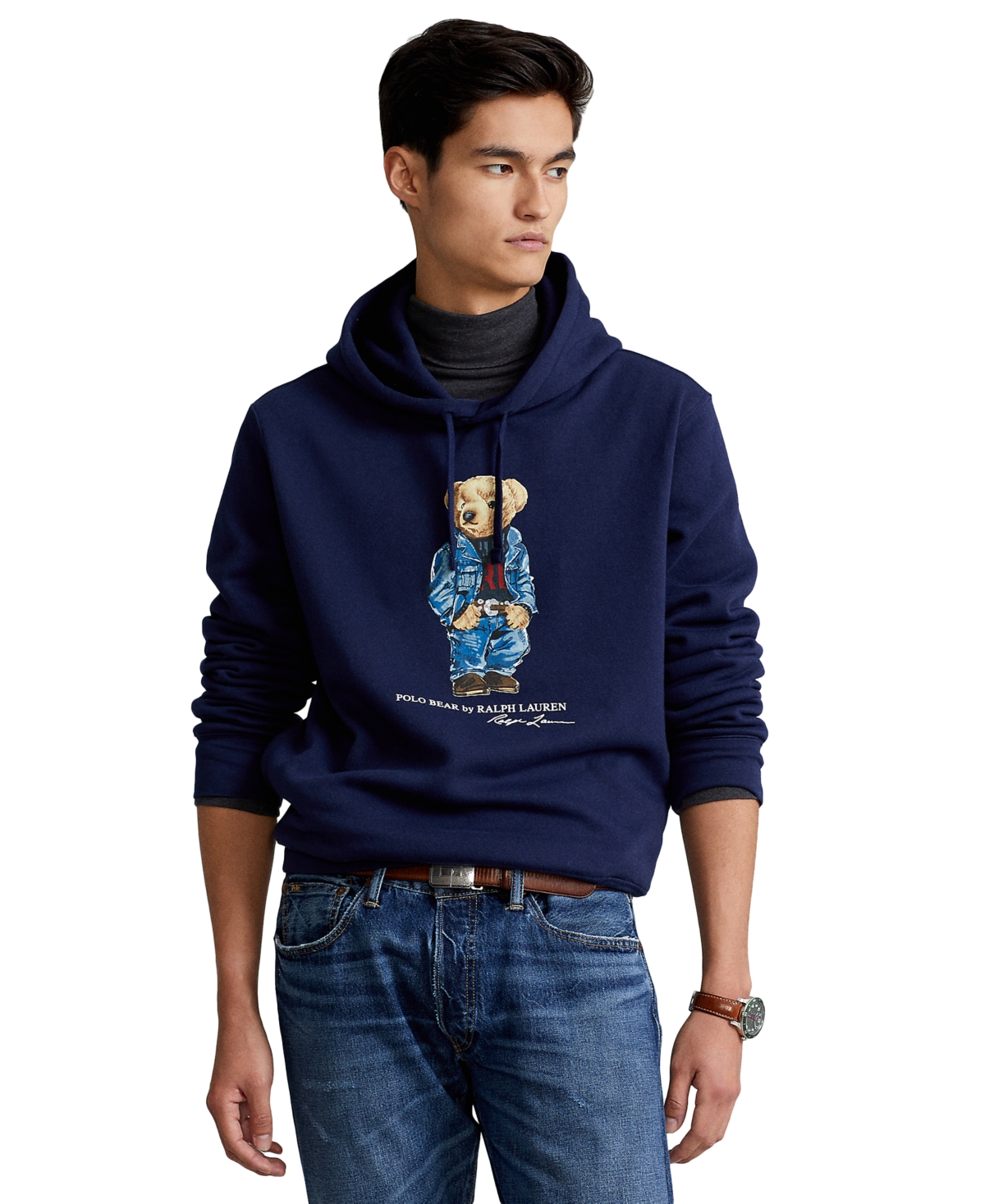 Men's polo bear fleece hoodie sales