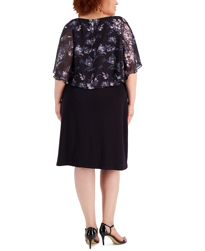 Connected Plus Size Floral-Print-Popover Sheath Dress - Macy's