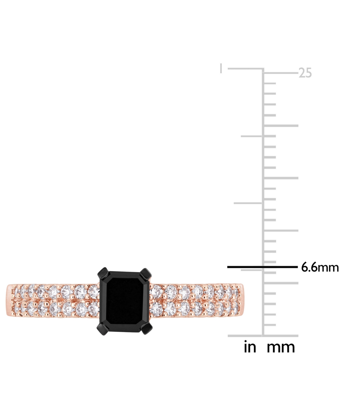 Black Diamond (1/2 ct. t.w.) & White Diamond (1/4 ct. t.w.) Emerald-Cut Pave Engagement Ring in 14k- Rose Gold