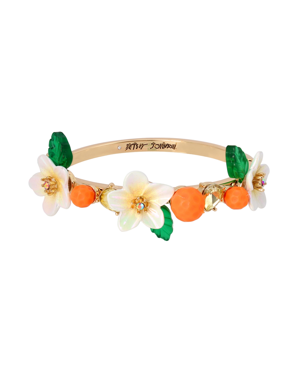Betsey Johnson Women's Island Flower Bangle Bracelet In Orange