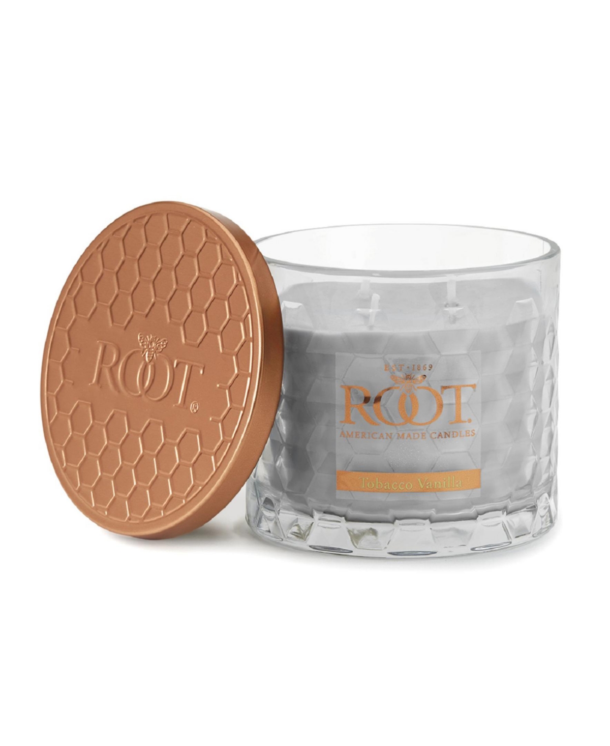 Tobacco Vanilla Fragrance Honeycomb Glass Jar Candle - Platinum Gray