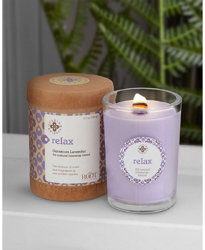ROOT CANDLES Seeking Balance Relax Geranium Lavender Spa Jar Candle, 6.