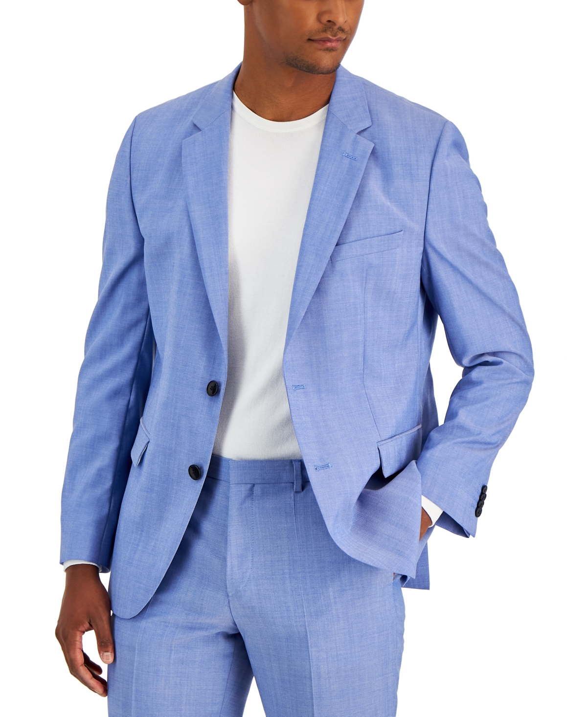 Hugo Boss Men's Slim-Fit Bright Blue Wool Suit Separate Jacket 