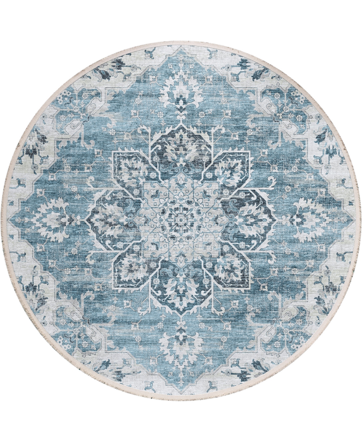 D Style Ionic IOC3 8' x 8' Round Area Rug - Denim