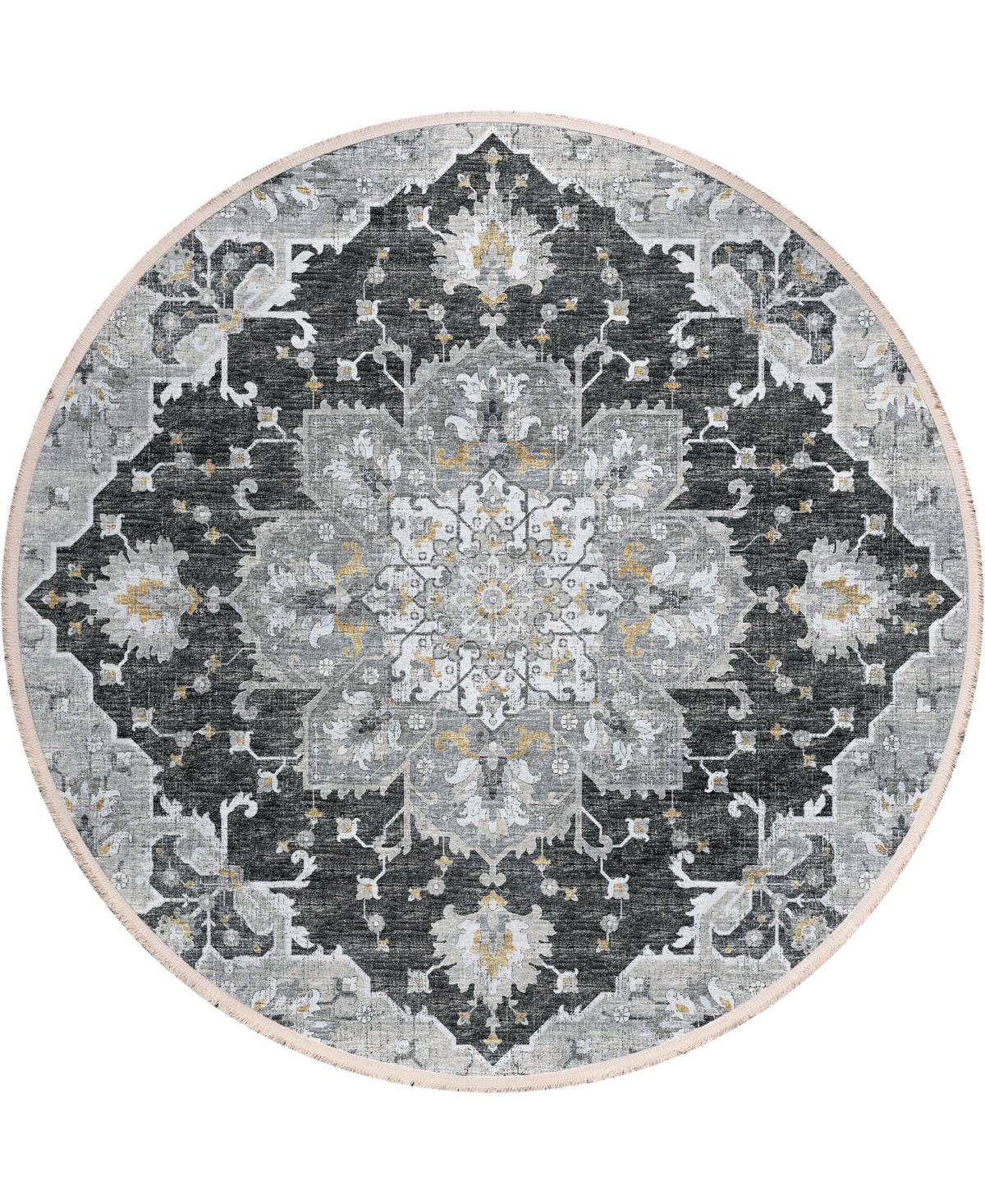 D Style Ionic IOC3 8' x 8' Round Area Rug - Midnight