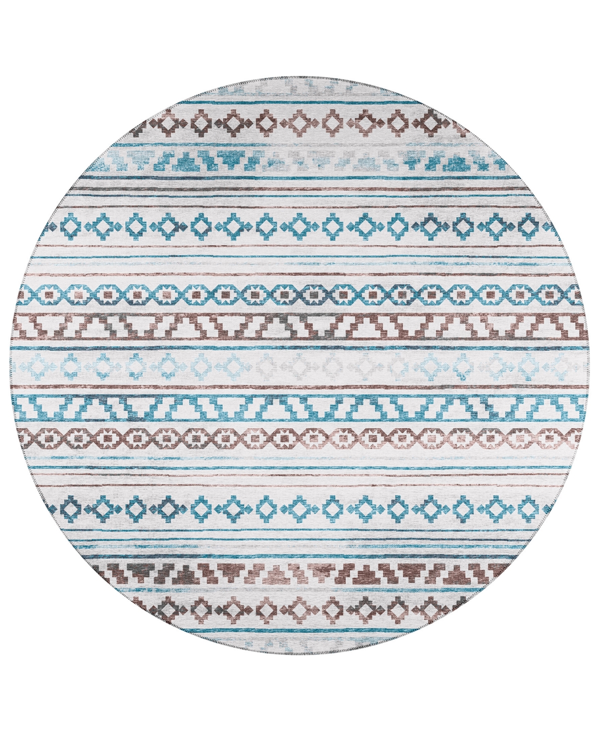 D Style Buttes BTS10 8' x 8' Round Area Rug - Gray