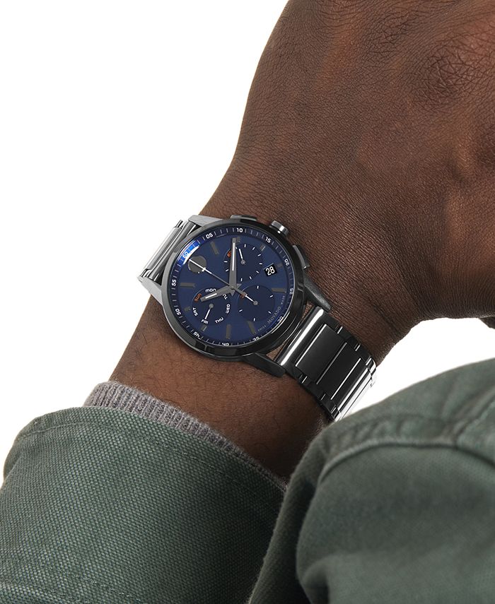 Movado - Men's Swiss Chronograph Museum Sport Gray PVD Stainless Steel Bracelet Watch 43mm