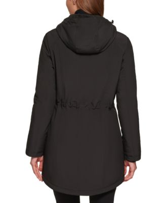 Women's Petite Hooded Faux-Fur-Lined Anorak Raincoat