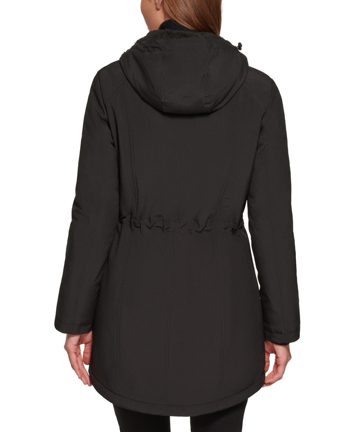Calvin Klein Women's Petite Hooded Faux-Fur-Lined Anorak Raincoat