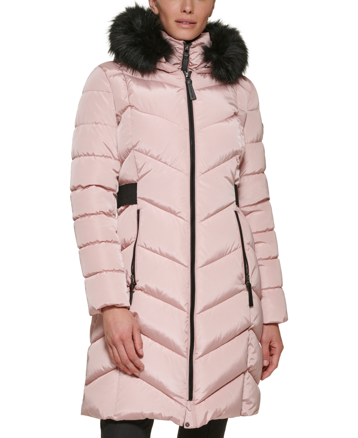 Calvin Klein Women s Faux Fur Trim Hooded Puffer Coat Created for Macy s Smart Closet