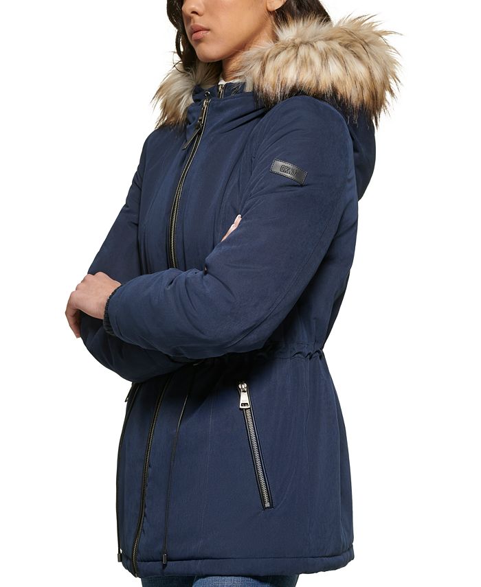 DKNY Women's FauxFurTrim Hooded Anorak, Created for Macy's & Reviews