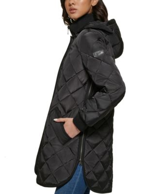 DKNY Women's Hooded Diamond Quilted Coat - Macy's