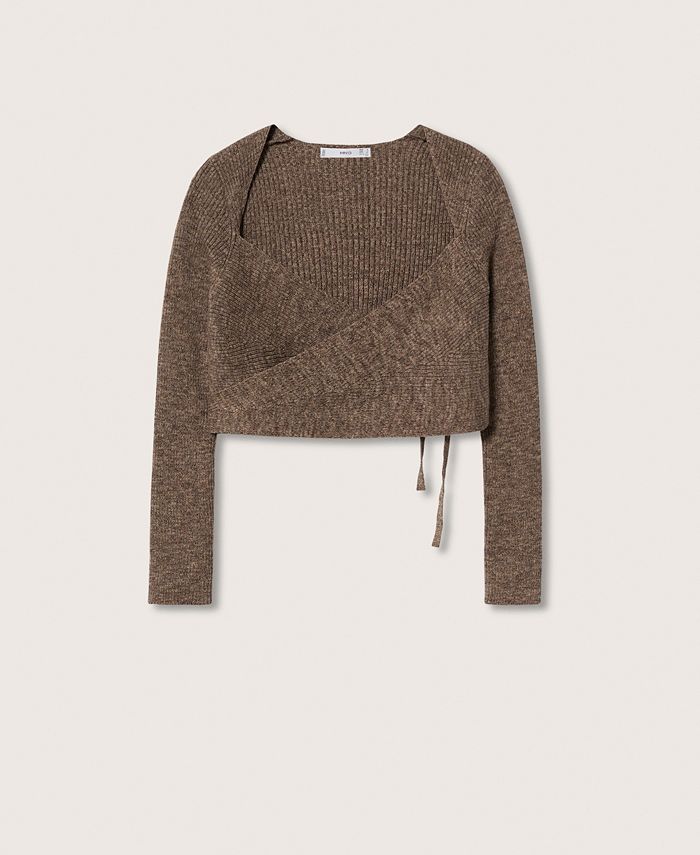 MANGO Women's Wrap Cable Knit Cardigan Macy's