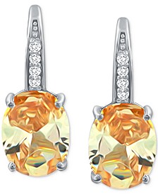 Champagne & White Cubic Zirconia Leverback Drop Earrings in Sterling Silver, Created for Macy's