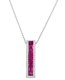 Ruby (1-1/2 ct. t.w.) & Diamond (1/4 ct. t.w.) Vertical Bar Pendant Necklace in 14k White Gold, 16" + 2" extender