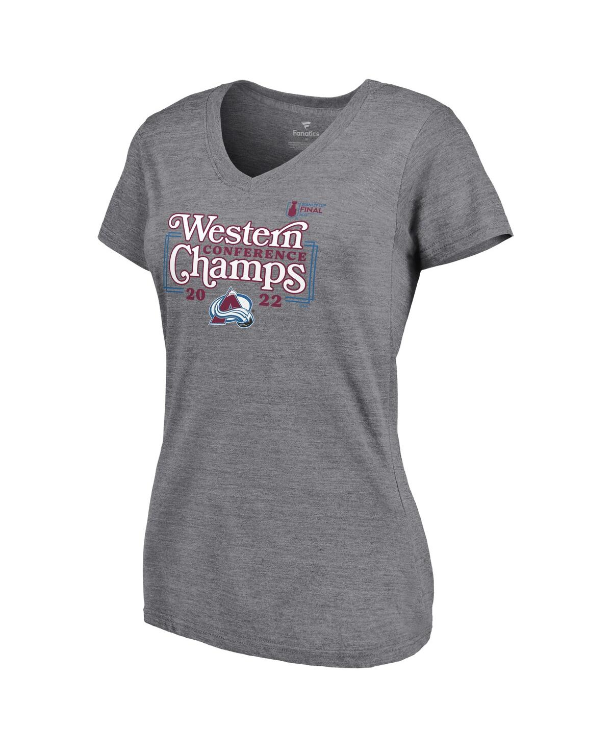 Fanatics Branded Heathered Gray Colorado Avalanche 2022 Western Conference Champions Line Shift V-ne In Heathered Gray