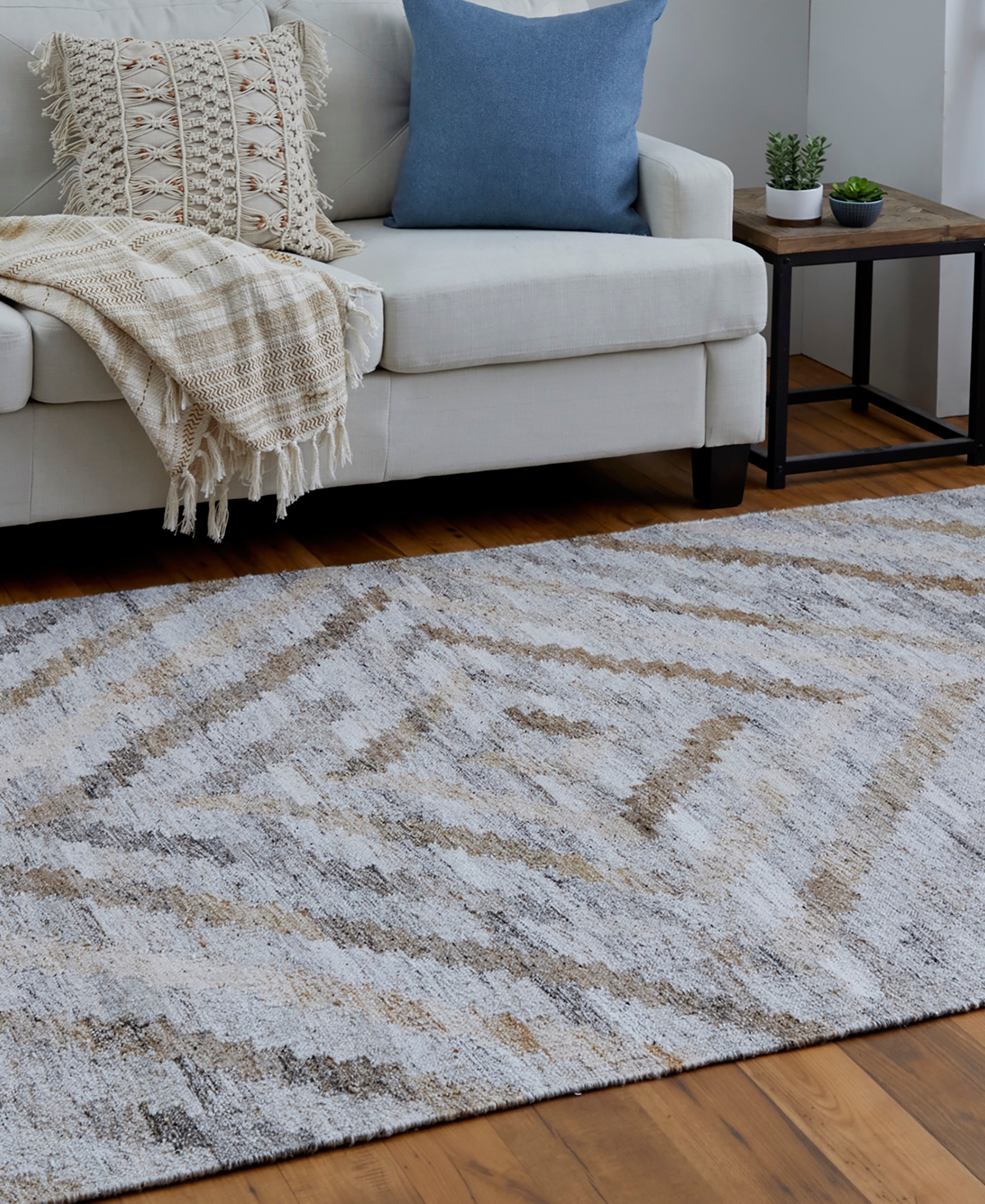 Simply Woven Beckett R0724 5' X 8' Area Rug In Tan,gray