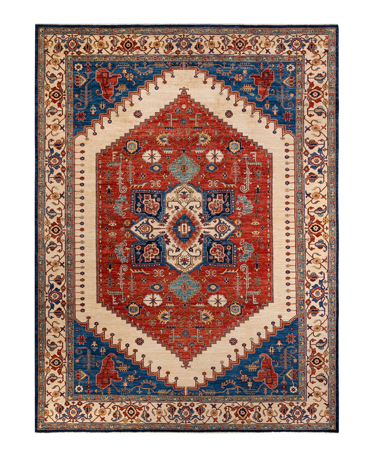 Adorn Hand Woven Rugs Serapi M1971 9'10in x 13'9in Area Rug - Blue
