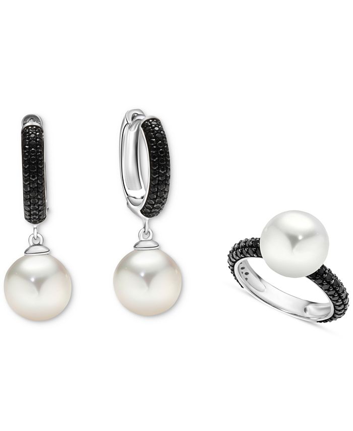 Macy's black new arrivals pearl earrings